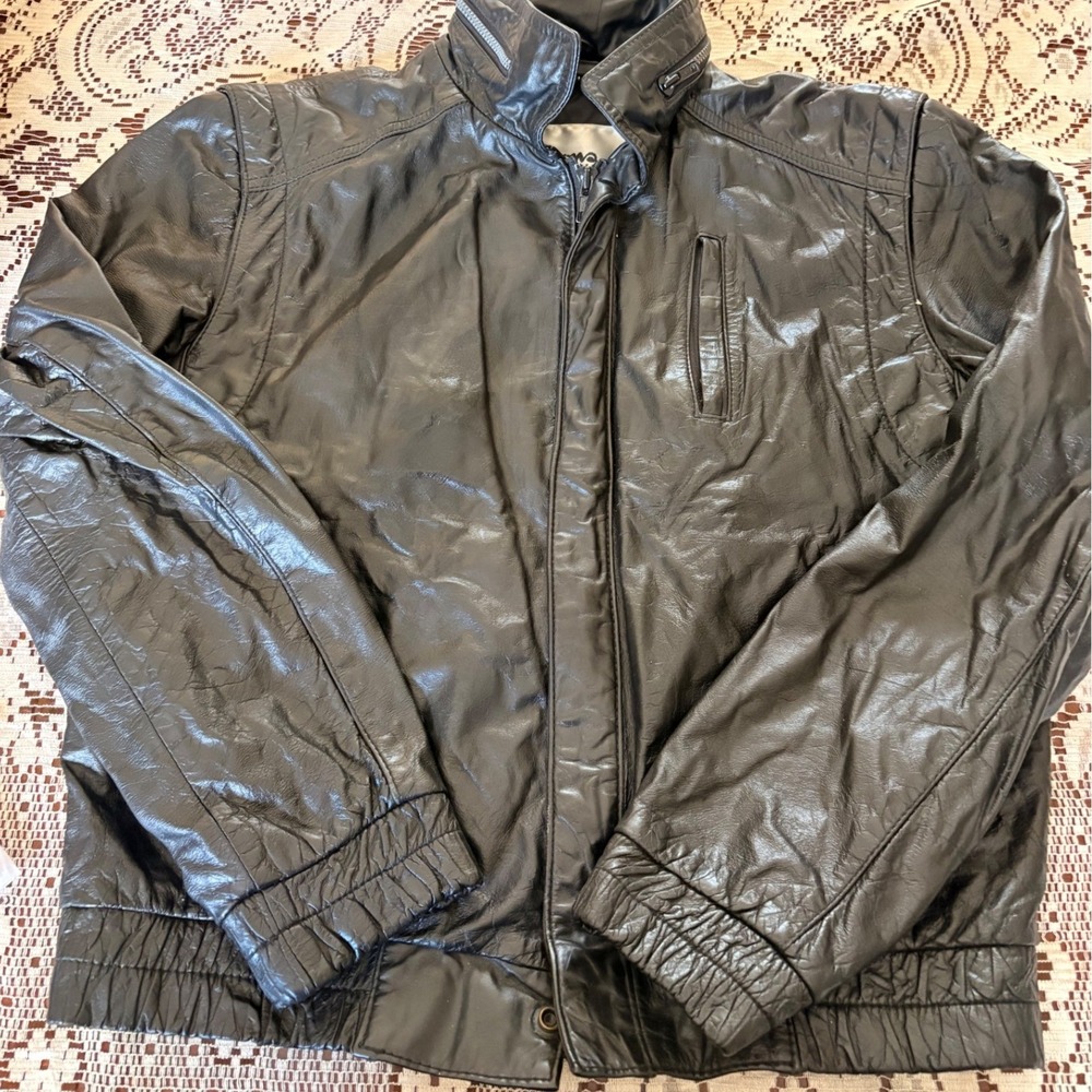 Wilsons Leather Jacket Mens 36 Bomber Black Vintage Biker Moto Outerwear Coat